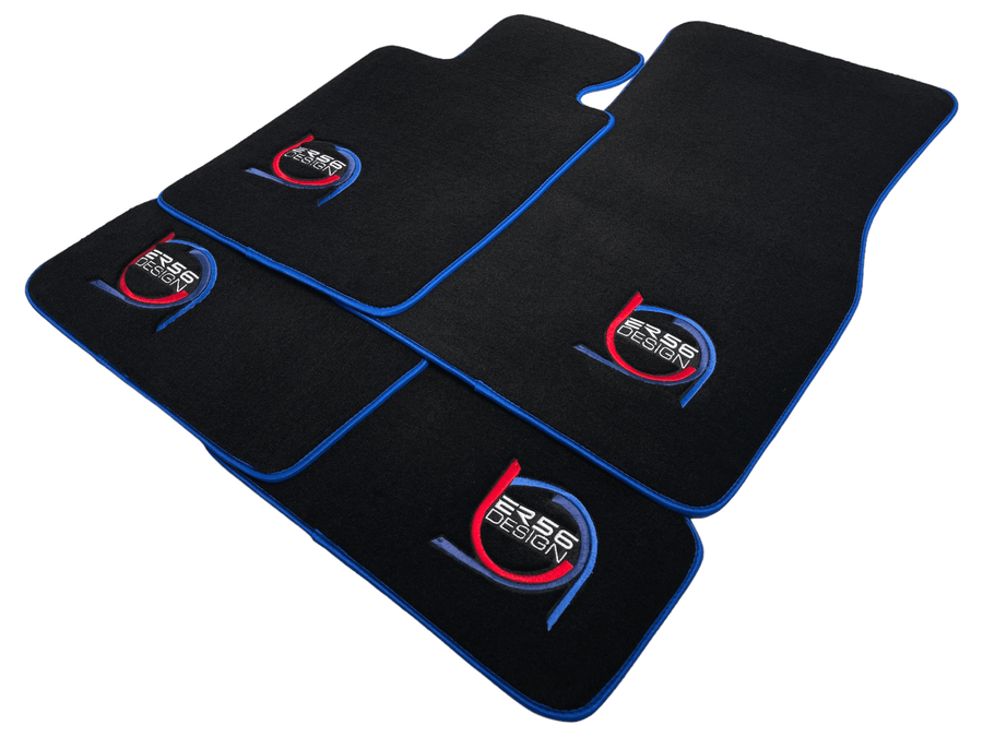 Black Floor Mats For BMW 3 Series E36 4-door Sedan ER56 Design Limited Edition Blue Trim - AutoWin