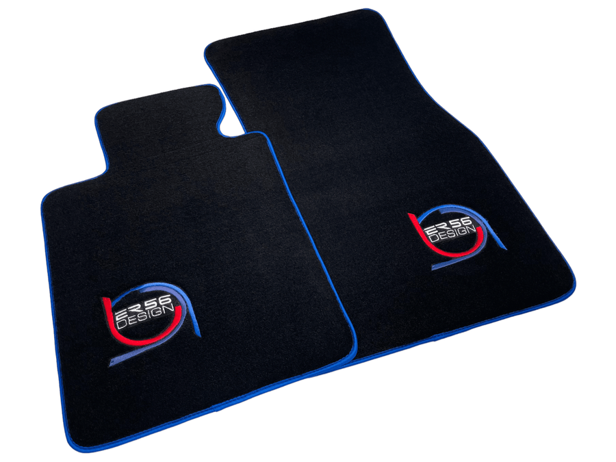 Black Floor Mats For BMW 3 Series E36 4-door Sedan ER56 Design Limited Edition Blue Trim - AutoWin