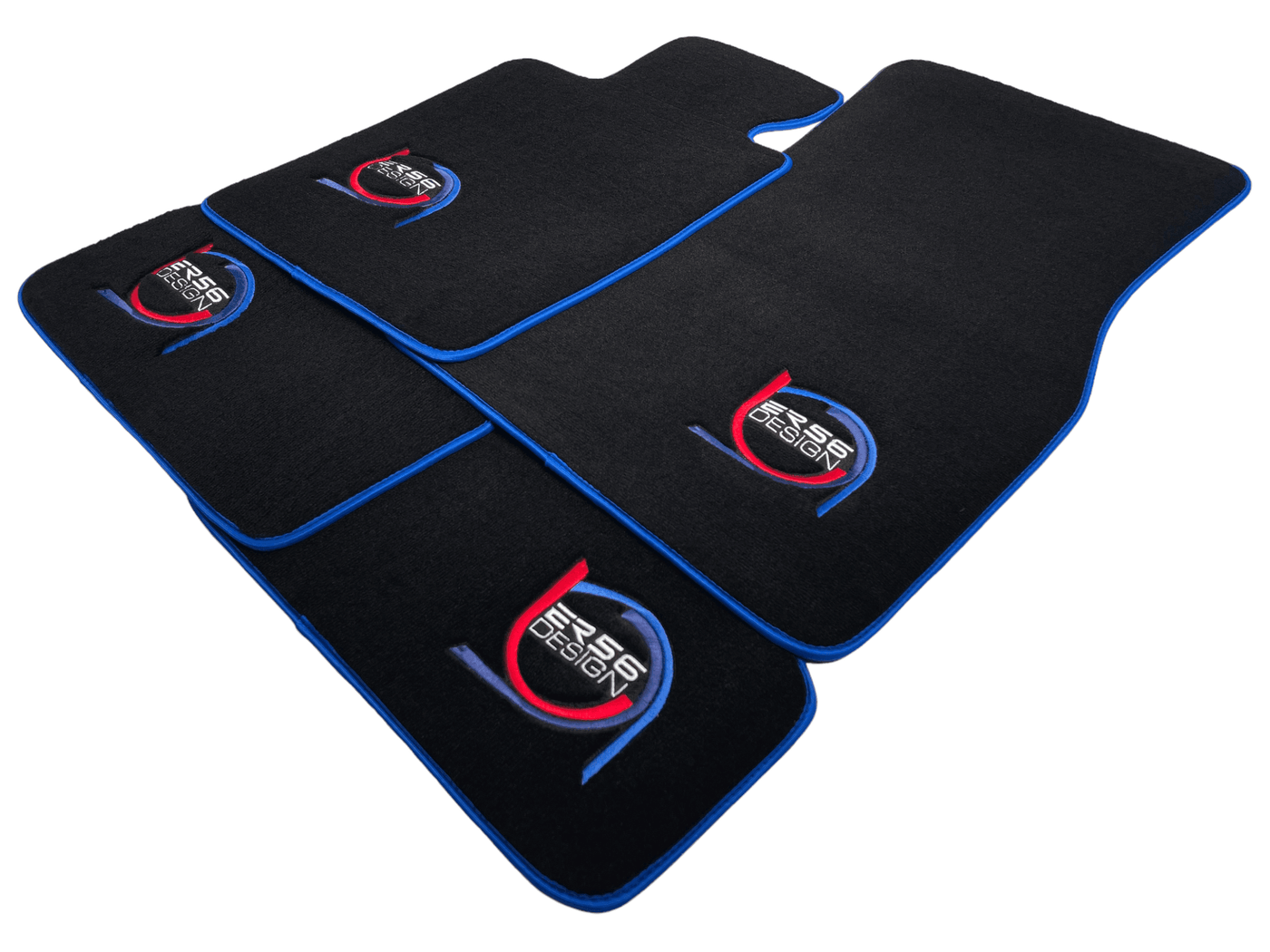 Black Floor Mats For BMW 5 Series F11 5-doors Wagon ER56 Design Limited Edition Blue Trim - AutoWin