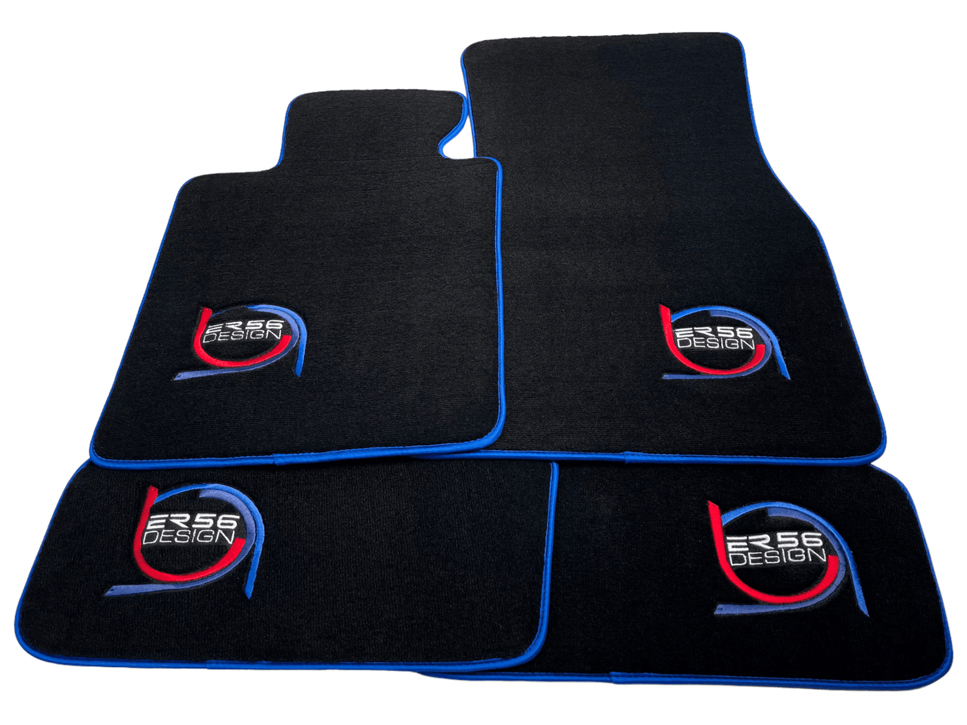 Black Floor Mats For BMW 6 Series E64 Convertible ER56 Design Limited Edition Blue Trim - AutoWin