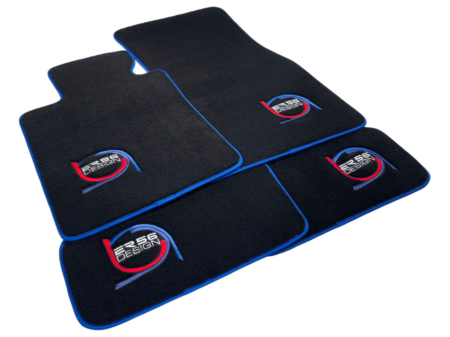 Black Floor Mats For BMW 6 Series E64 Convertible ER56 Design Limited Edition Blue Trim - AutoWin