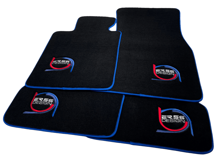 Black Floor Mats For BMW 6 Series E64 Convertible ER56 Design Limited Edition Blue Trim - AutoWin