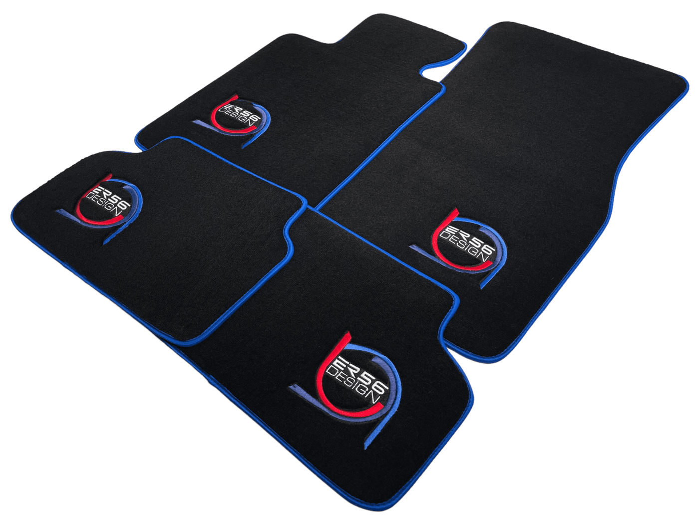 Black Floor Mats For BMW M3 E46 ER56 Design Limited Edition Blue Trim - AutoWin