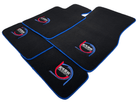 Black Floor Mats For BMW M5 Series F90 ER56 Design With Blue Trim - AutoWin