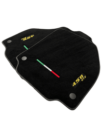 Black Floor Mats For Ferrari 458 Gt2 2012-2015 Yellow Sewing - AutoWin