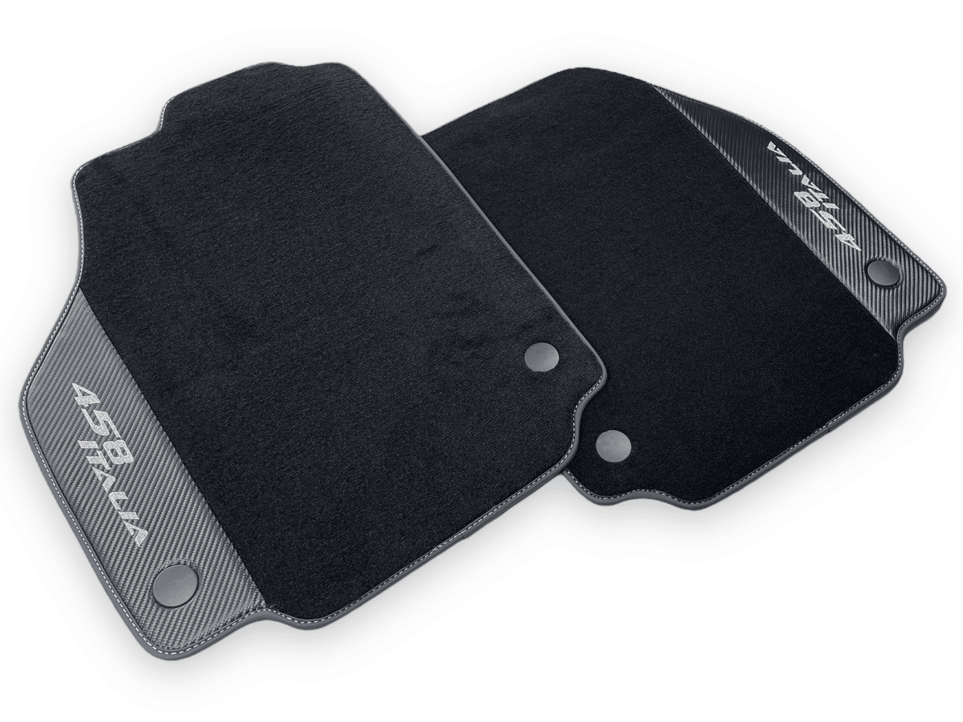 Black Floor Mats For Ferrari 458 Italia 2009-2015 With Carbon Fiber Leather - AutoWin
