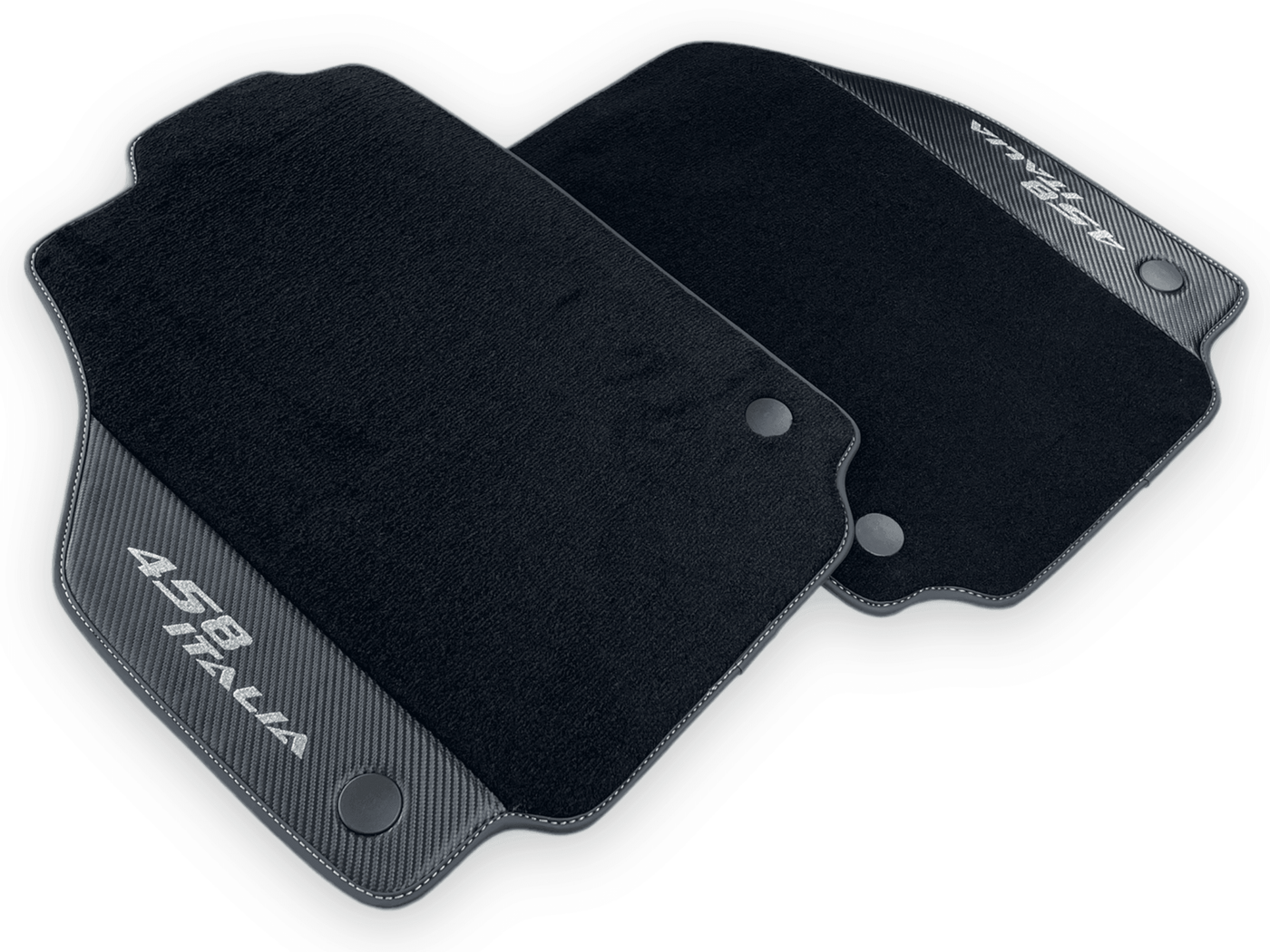 Black Floor Mats For Ferrari 458 Italia 2009-2015 With Carbon Fiber Leather - AutoWin