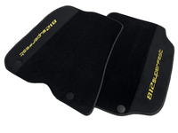 Black Floor Mats For Ferrari 812 Superfast With Alcantara Leather Yellow Edition - AutoWin