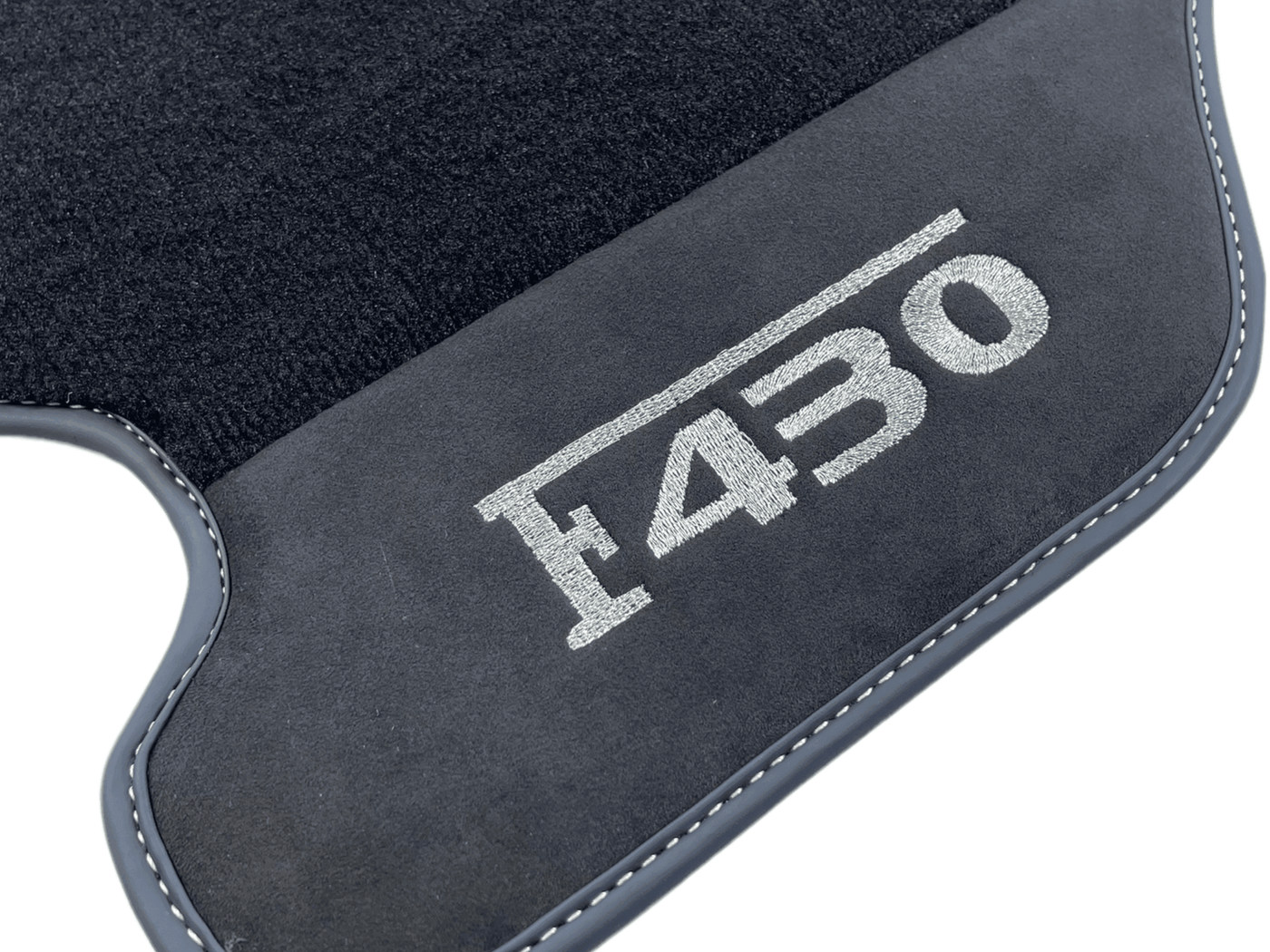 Black Floor Mats For Ferrari F430 2004-2009 With Alcantara Leather - AutoWin