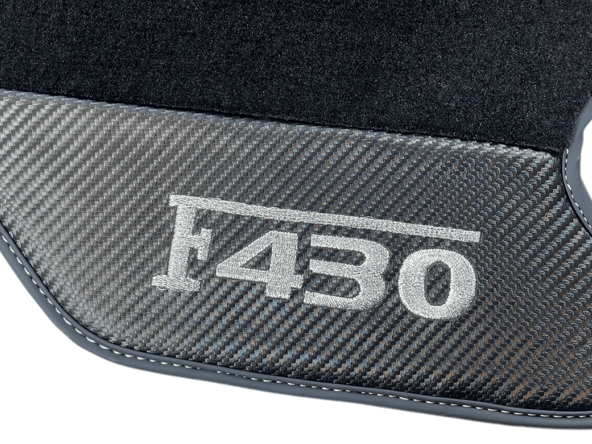 Black Floor Mats For Ferrari F430 2004-2009 With Carbon Fiber Leather - AutoWin