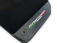 Black Floor Mats for Lamborghini Aventador With Carbon Fiber Leather - AutoWin