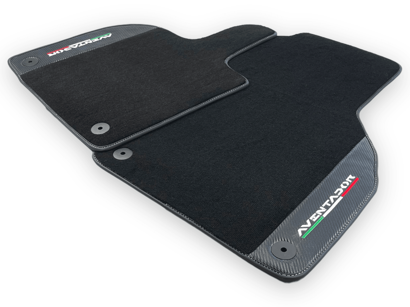 Black Floor Mats for Lamborghini Aventador With Carbon Fiber Leather - AutoWin