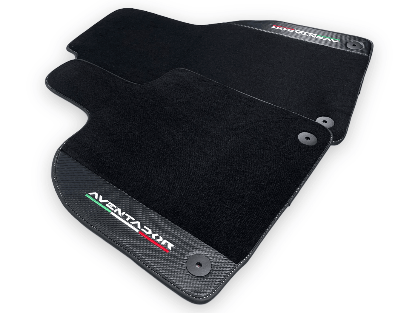 Black Floor Mats for Lamborghini Aventador With Carbon Fiber Leather - AutoWin