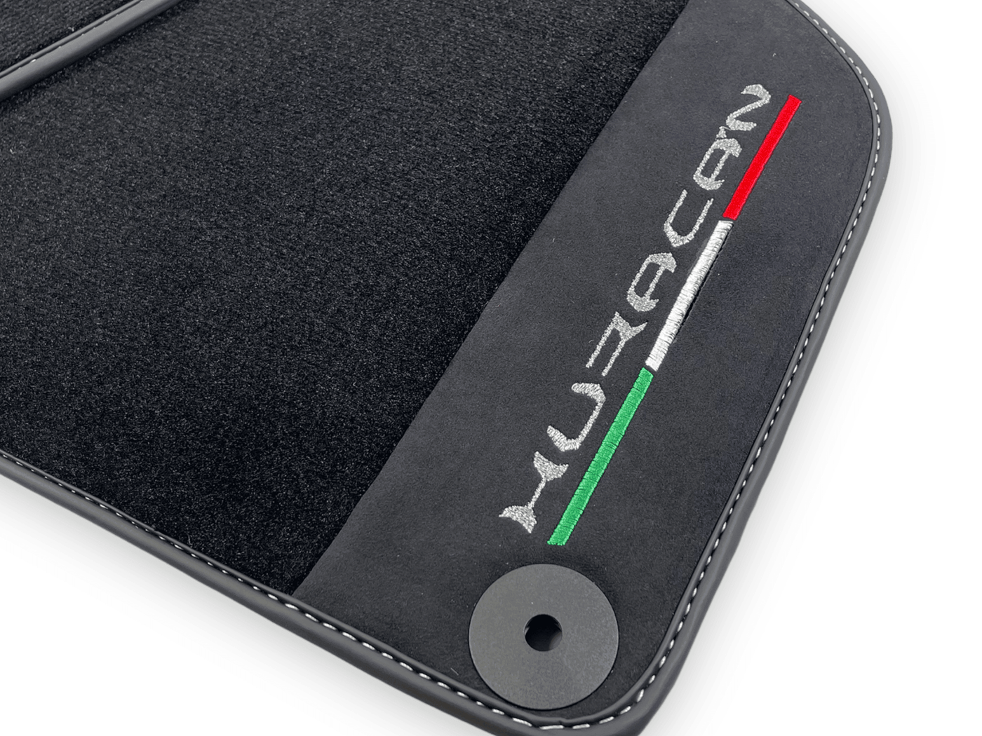 Black Carpet Floor Mats for Lamborghini Huracan with Alcantara Leather - AutoWin