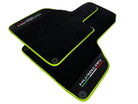 Black Floor Mats for Lamborghini Huracan With Alcantara Leather Green Trim - AutoWin