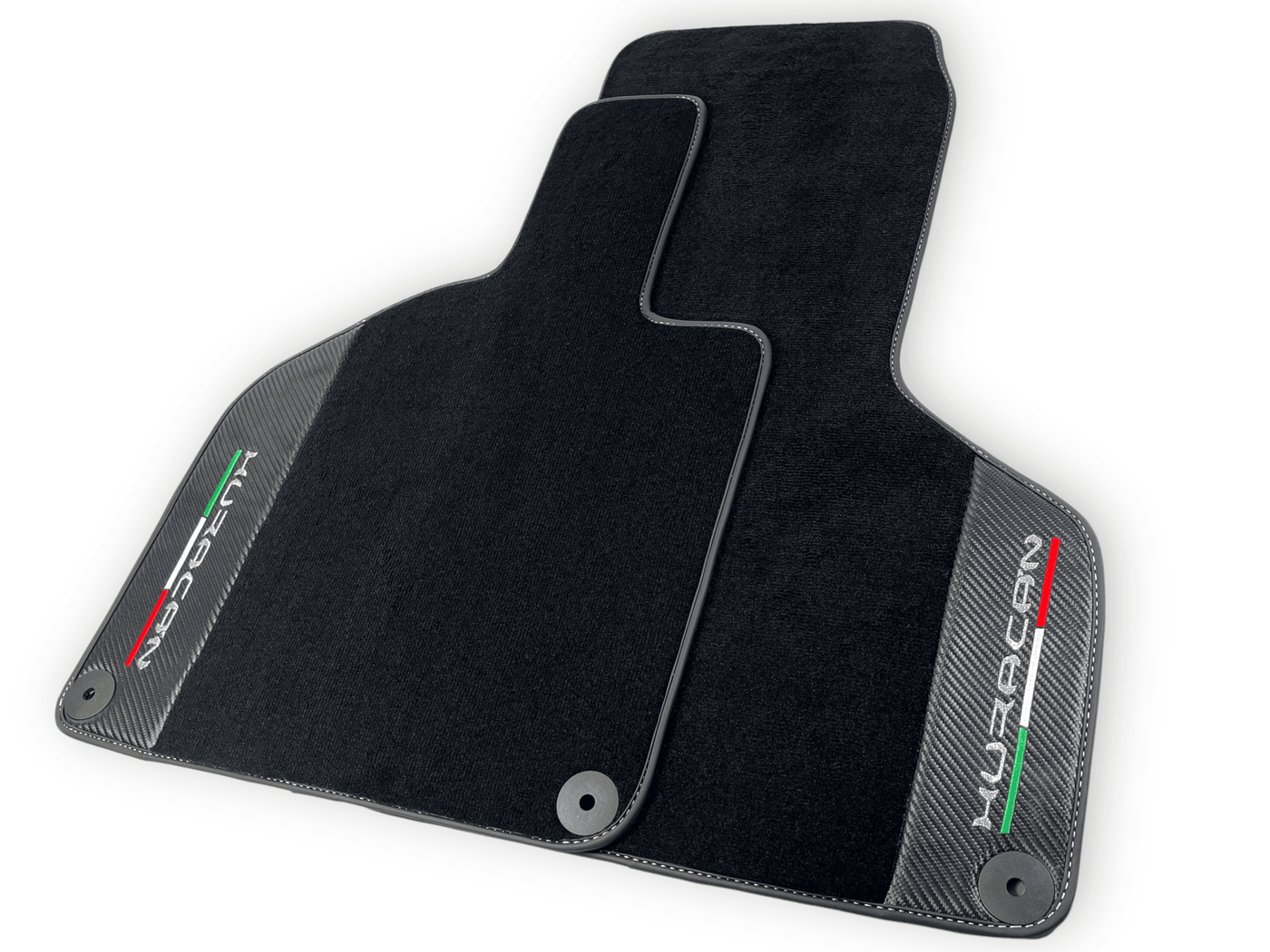 Black Floor Mats for Lamborghini Huracan With Carbon Fiber Leather - AutoWin