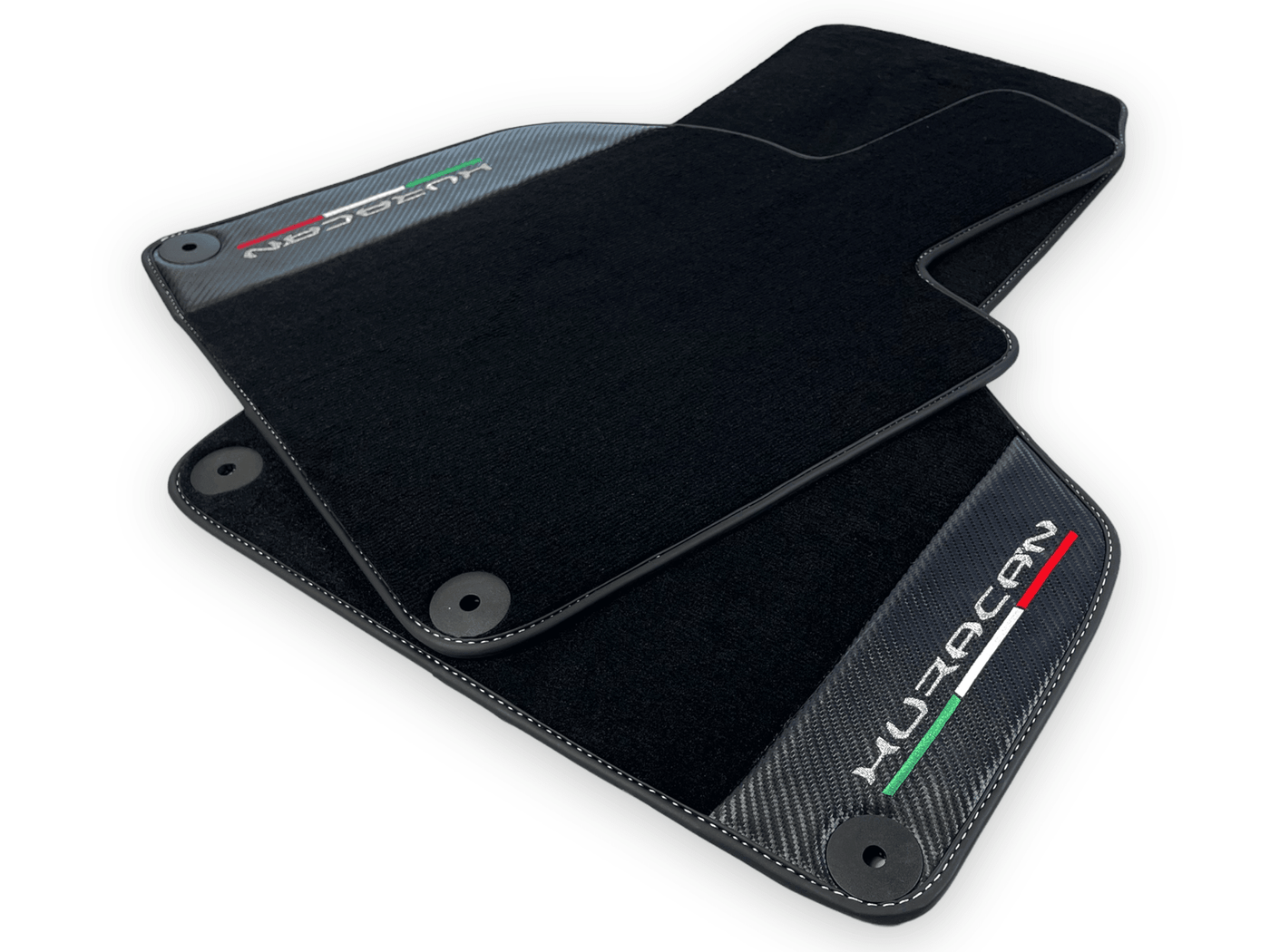 Black Floor Mats for Lamborghini Huracan With Carbon Fiber Leather - AutoWin