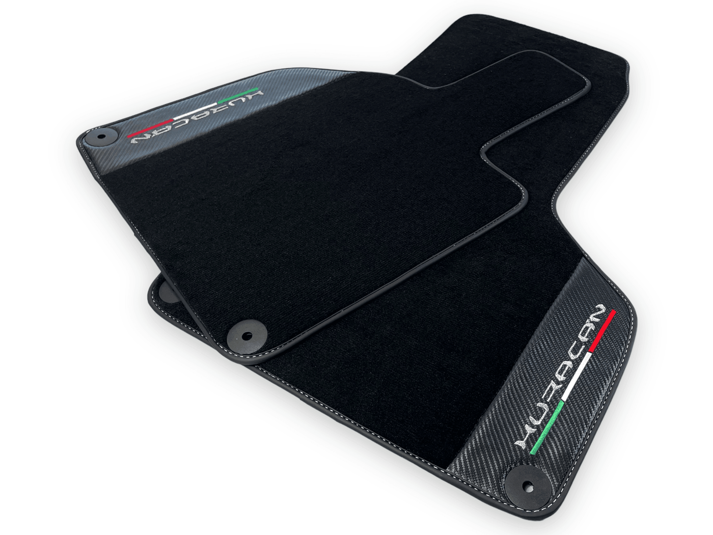 Black Floor Mats for Lamborghini Huracan With Carbon Fiber Leather - AutoWin