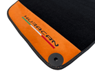 Black Floor Mats for Lamborghini Huracan with Orange Alcantara Leather - AutoWin