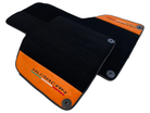 Black Floor Mats for Lamborghini Huracan with Orange Alcantara Leather - AutoWin