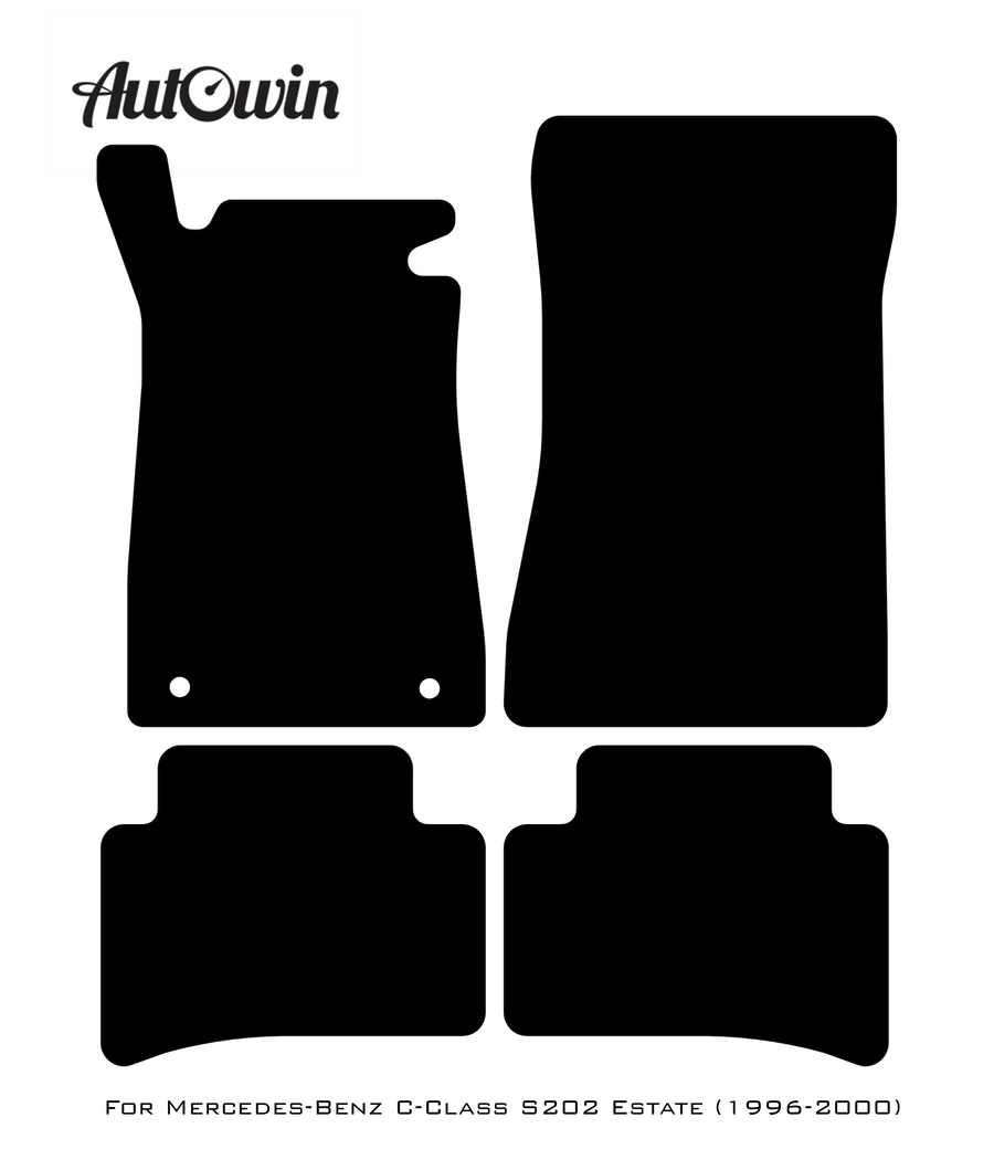 Black Floor Mats For Mercedes Benz C-Class S202 Estate (1996-2000) | Fighter Jet Edition - AutoWin