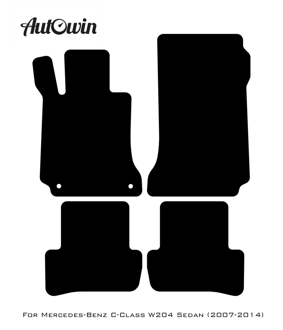 Black Floor Mats For Mercedes Benz C-Class W204 Sedan (2007-2014) | Fighter Jet Edition - AutoWin