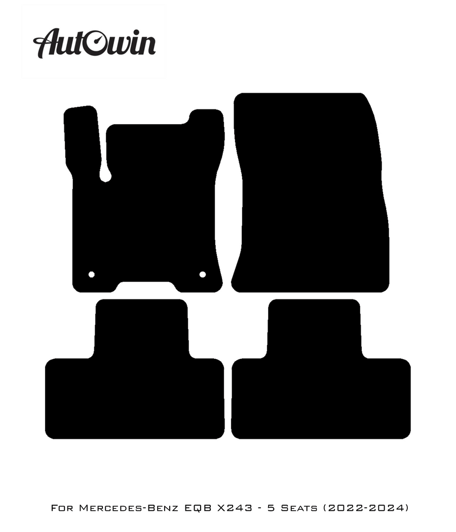 Black Floor Mats For Mercedes Benz EQB-Class X243 (2022-2024) | Fighter Jet Edition - AutoWin