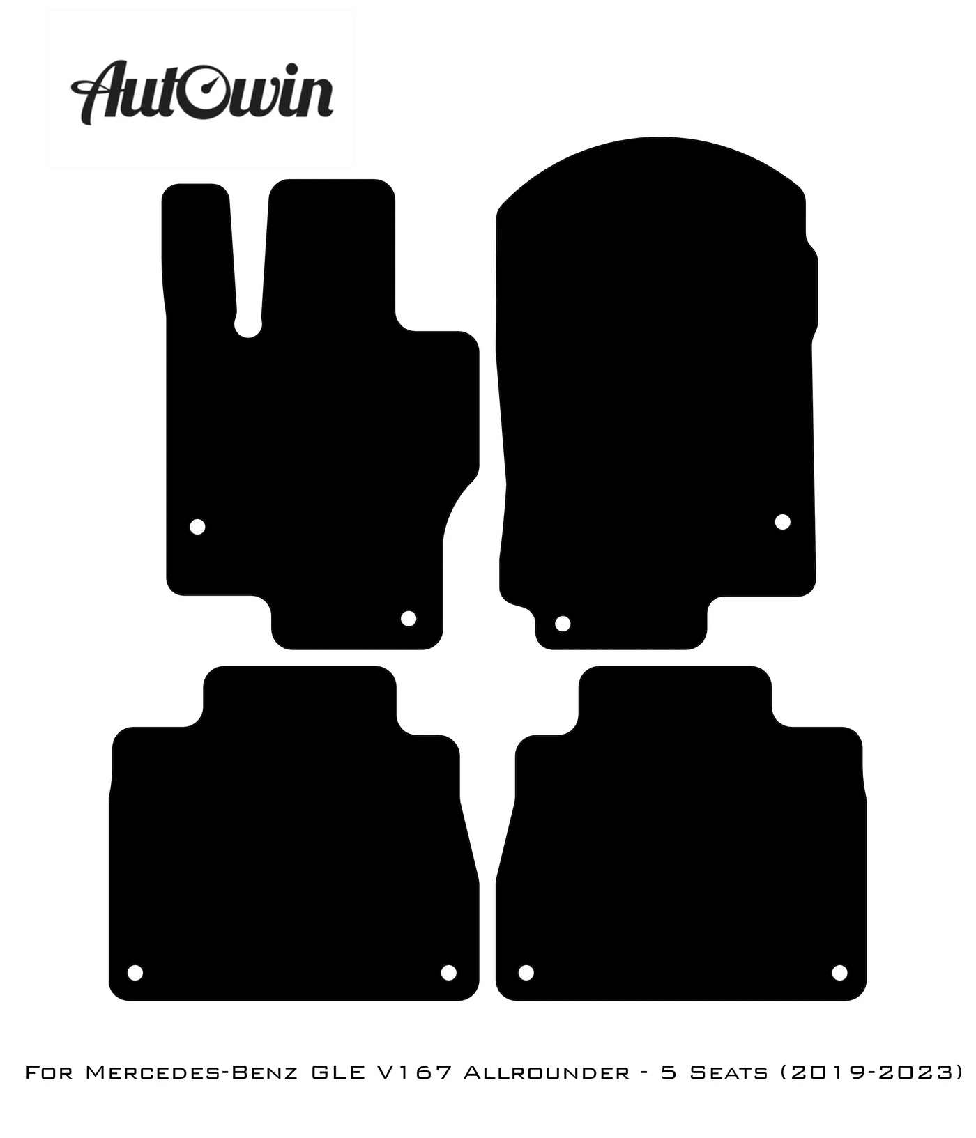 Black Floor Mats For Mercedes Benz GLE-Class V167 Allrounder - 5 Seats (2019-2023) | AutoWin Edition - AutoWin