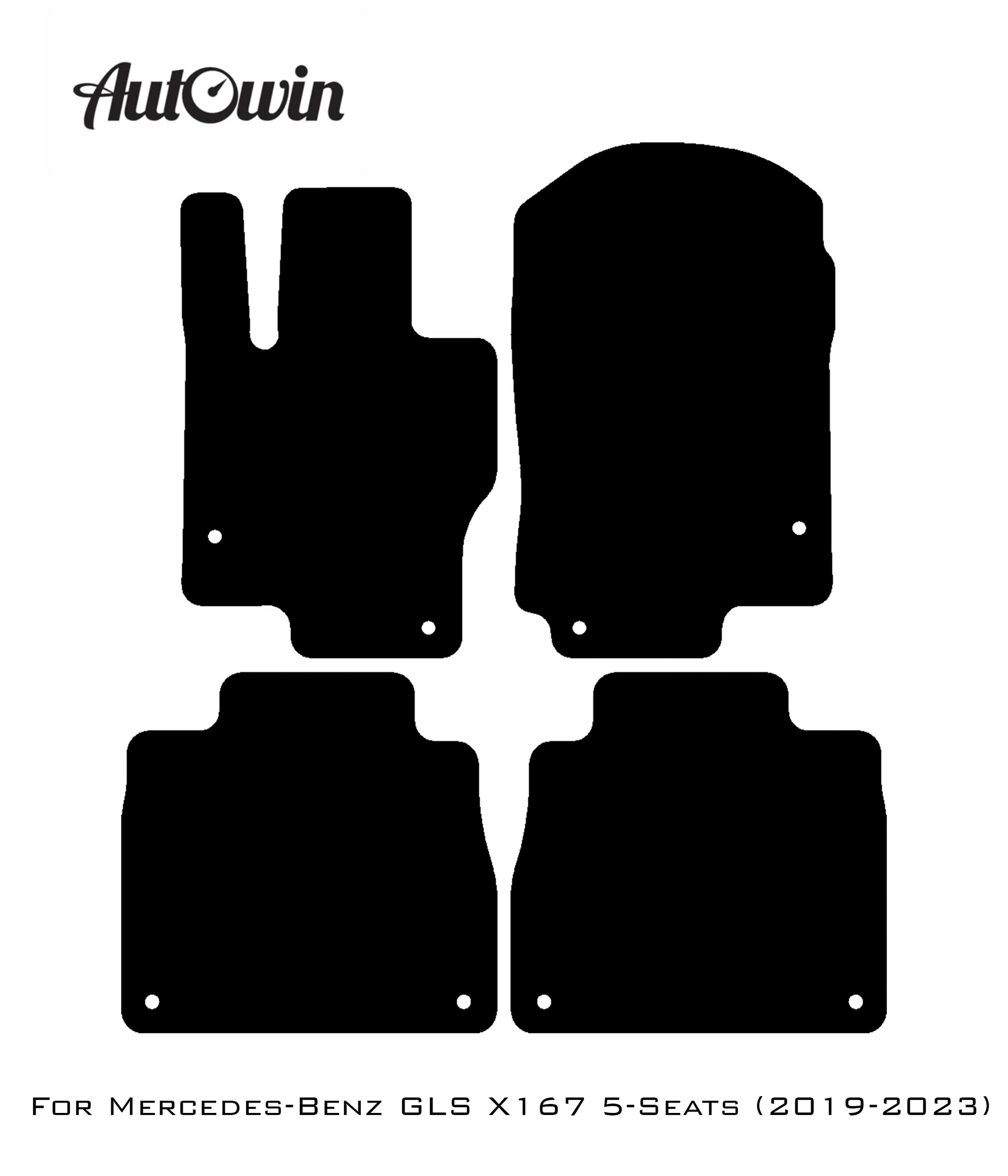 Black Floor Mats For Mercedes Benz GLS-Class X167 (2019-2023) | AutoWin Edition - AutoWin