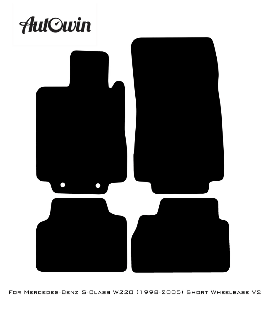 Black Floor Mats For Mercedes Benz S-Class W220 (1998-2005) Short Wheelbase | AutoWin Edition - AutoWin