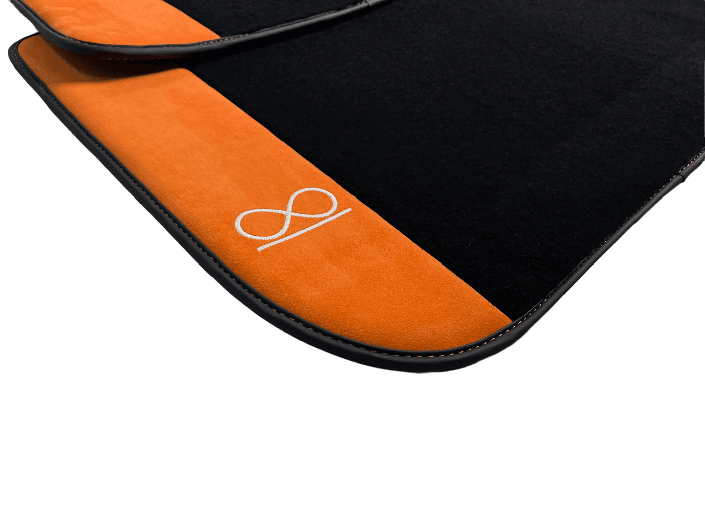 Black Floor Mats For Rolls Royce Black Badge Phantom Drophead Orange Alcantara - AutoWin