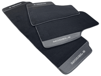 Black Floor Mats For Tesla Model S With Carbon Fiber Leather - AutoWin