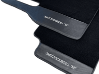 Black Floor Mats For Tesla Model Y With Carbon Fiber Leather - AutoWin