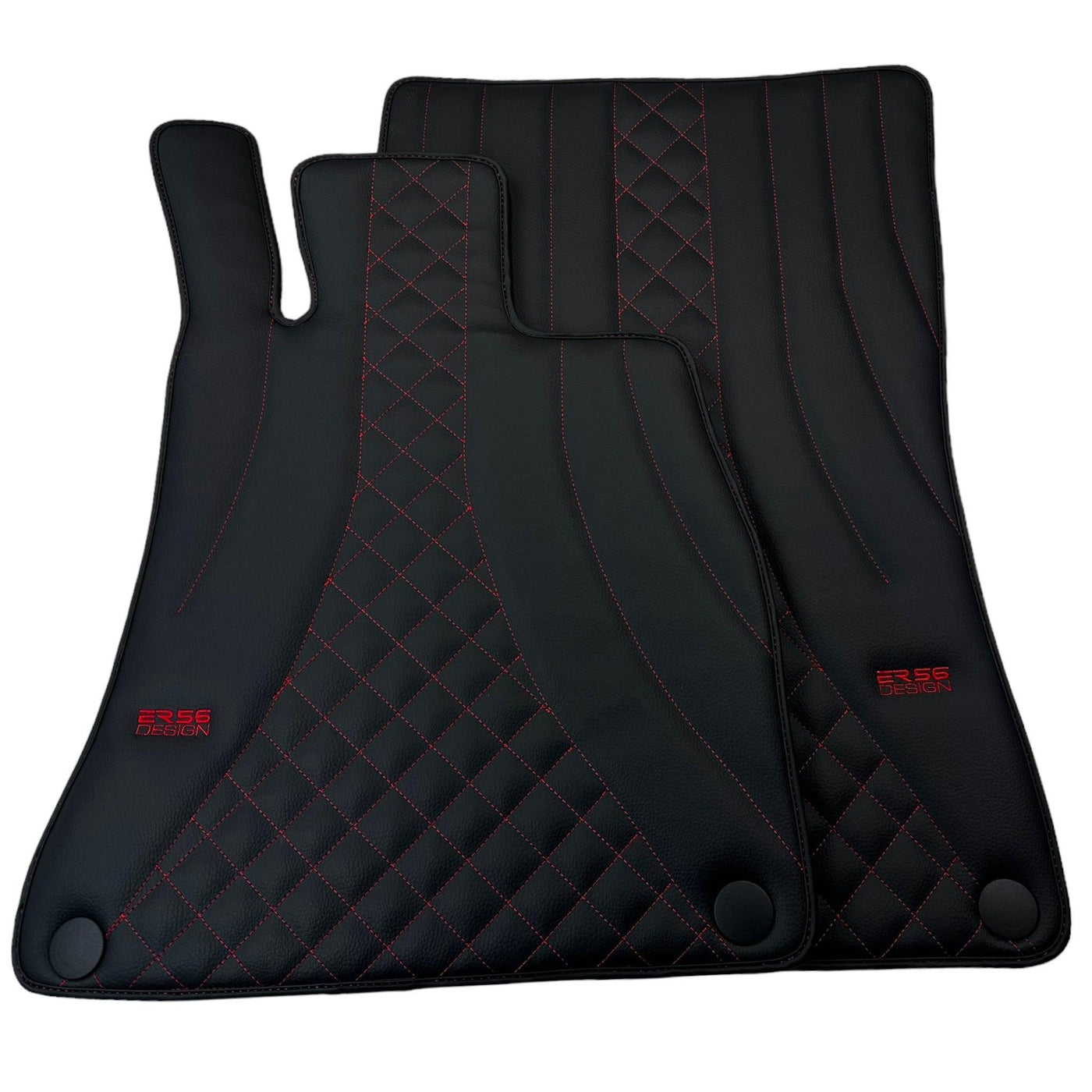 Black Leather Floor Mats For Mercedes Benz E-Class S124 Estate (1985-1996) | ER56 Design - AutoWin