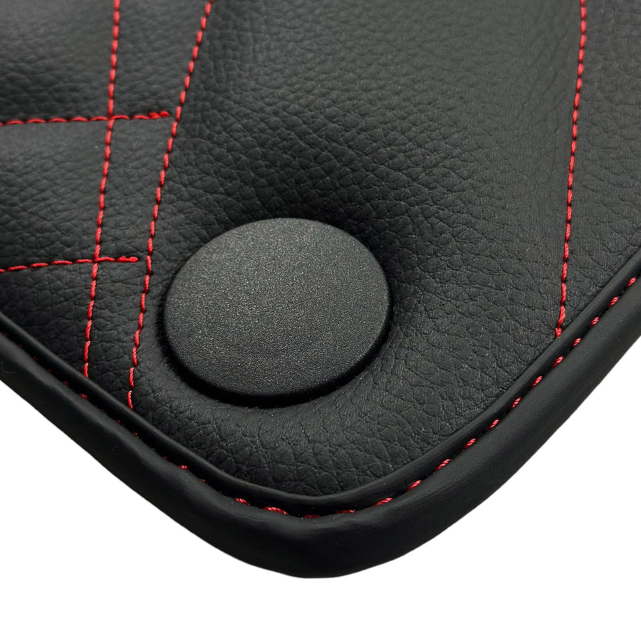 Black Leather Floor Mats For Mercedes Benz EQE-Class V295 (2022-2023) | ER56 Design - AutoWin