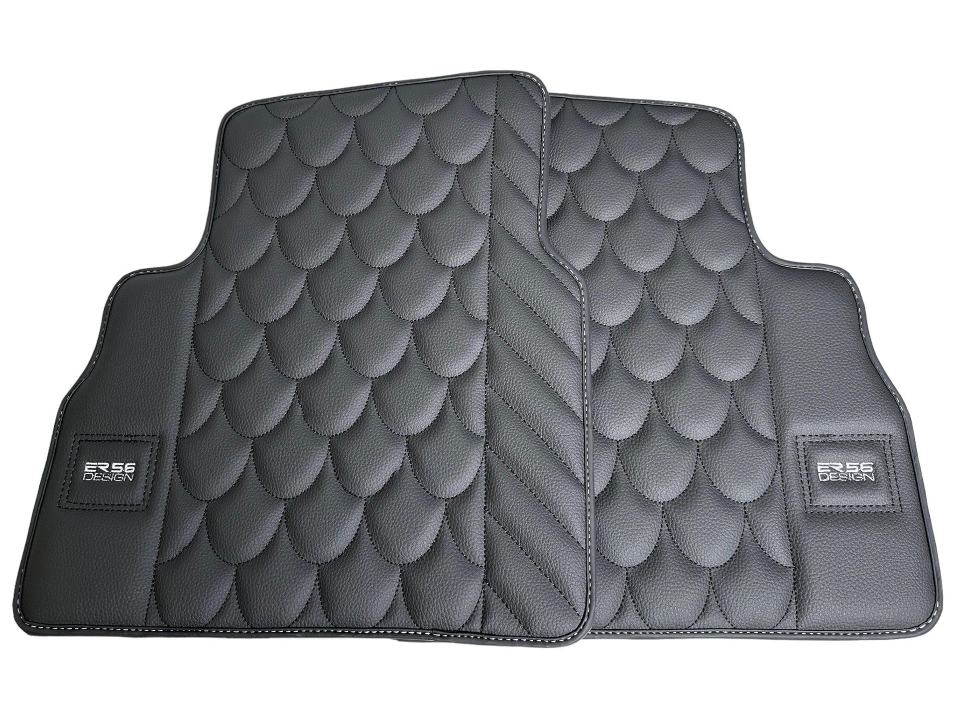 Black Leather Floor Mats For Mercedes-Benz G Class 2019-2022 W463 ER56 Design - AutoWin
