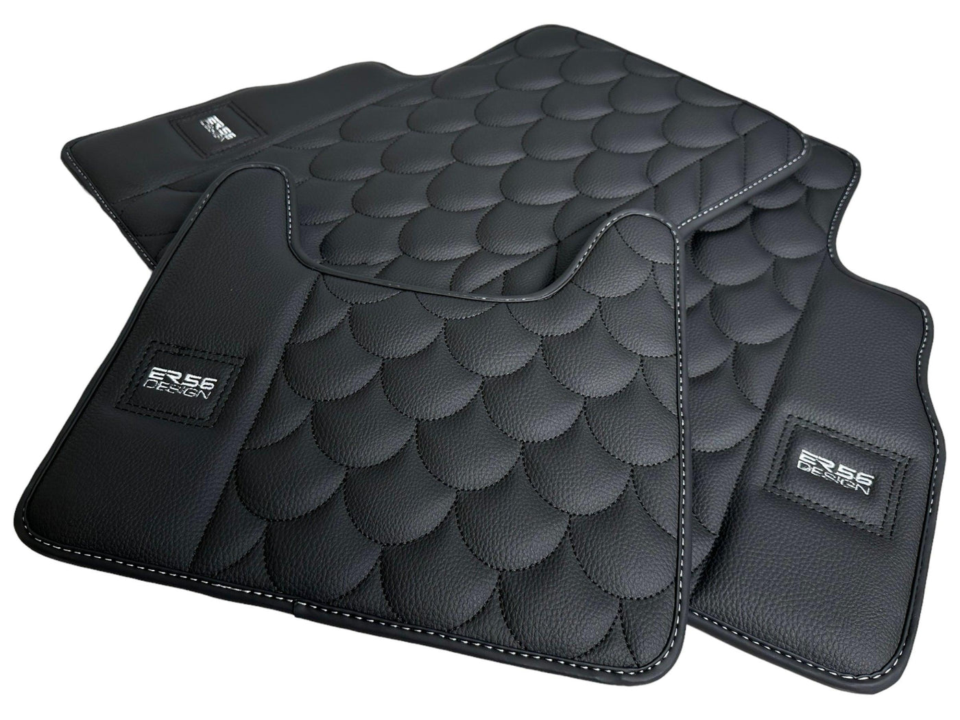 Black Leather Floor Mats For Mercedes-Benz G Class 2019-2022 W463 ER56 Design - AutoWin