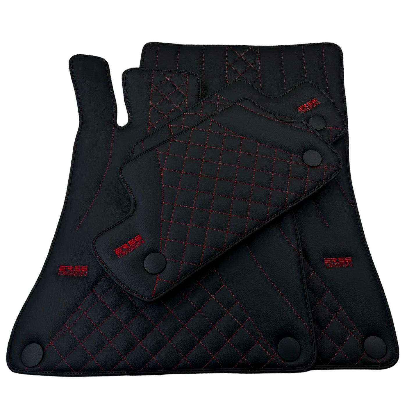 Black Leather Floor Mats For Mercedes Benz GLB-Class X247 (2020-2023) | ER56 Design - AutoWin