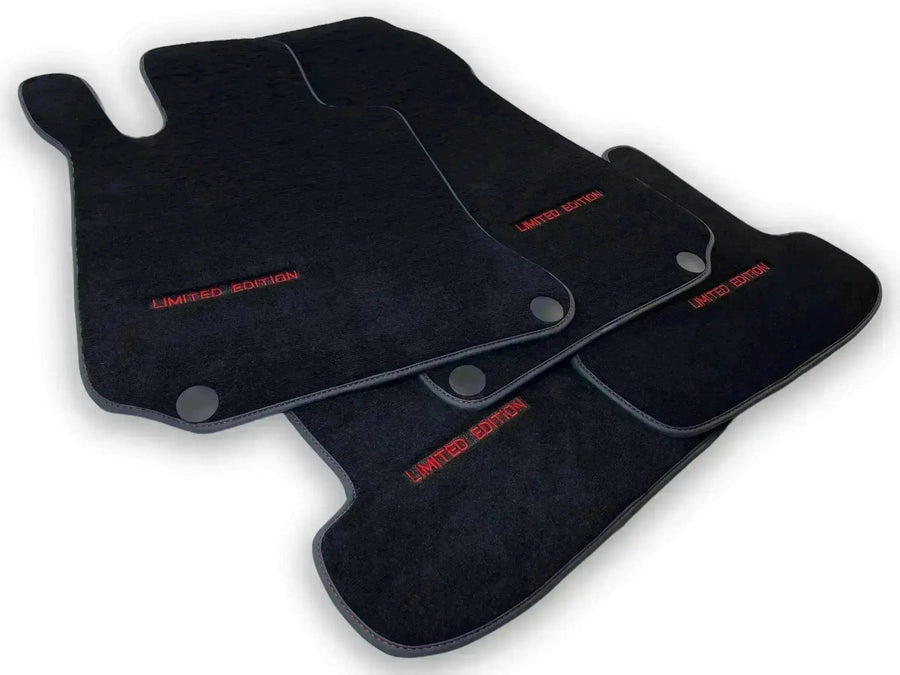 Black Leather Floor Mats For Mercedes Benz GLK-Class X204 (2008-2012) | ER56 Design - AutoWin