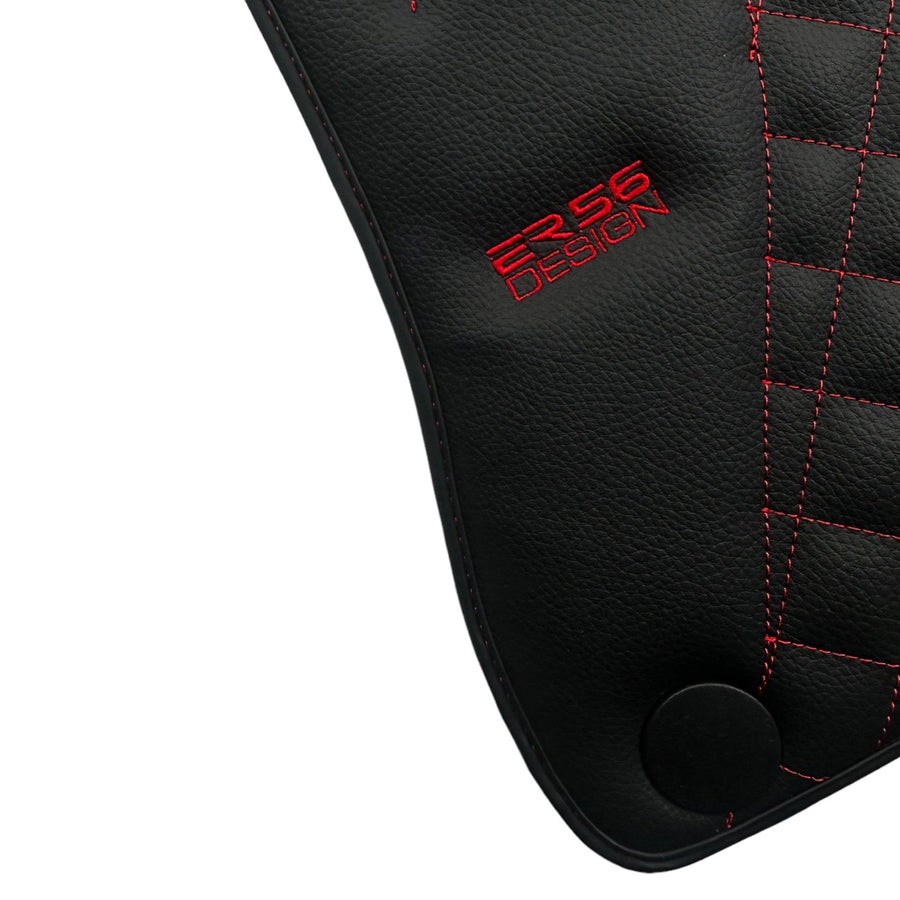 Black Leather Floor Mats For Mercedes Benz GLS-Class X166 (2016-2019) | ER56 Design - AutoWin