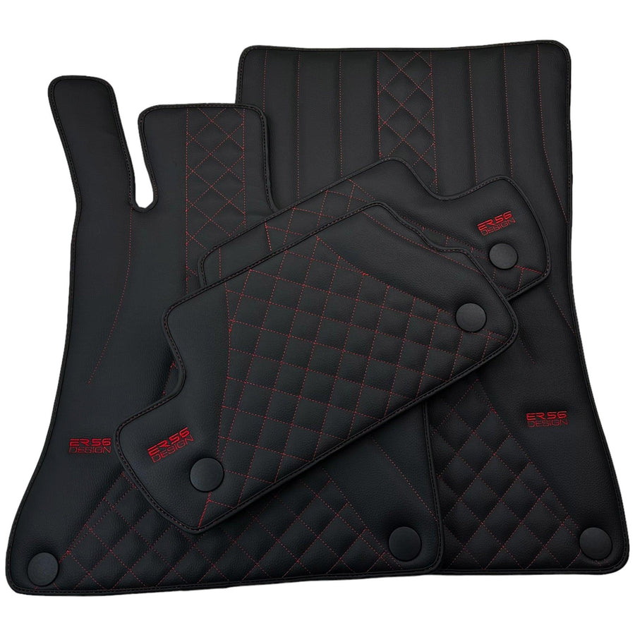 Black Leather Floor Mats For Mercedes Benz S-Class C217 Coupe (2014-2023) | ER56 Design - AutoWin