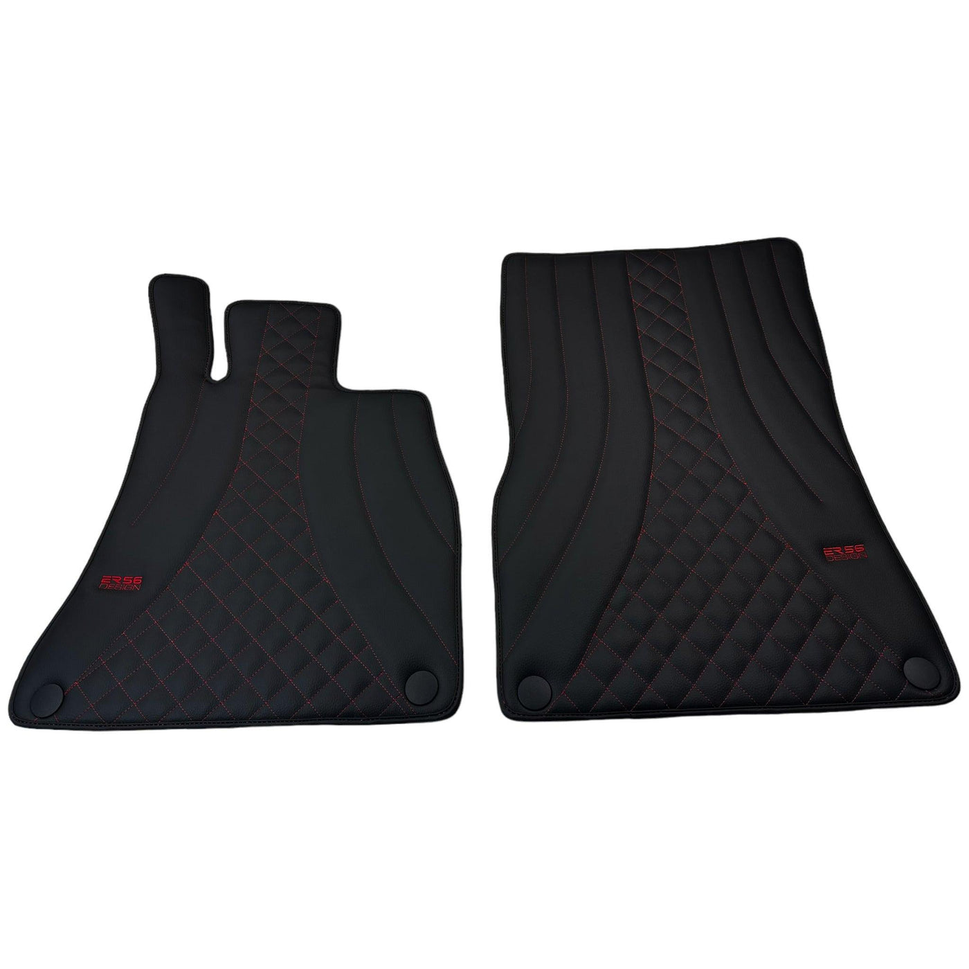 Black Leather Floor Mats For Mercedes Benz S-Class W221 (2005-2013) Long Wheelbase | ER56 Design - AutoWin