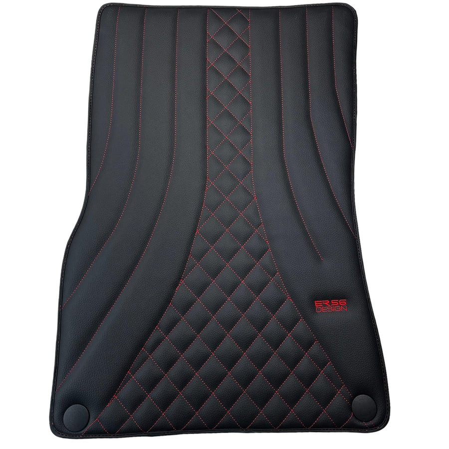 Black Leather Floor Mats For Mercedes Benz S-Class W221 (2005-2013) Short Wheelbase | ER56 Design - AutoWin