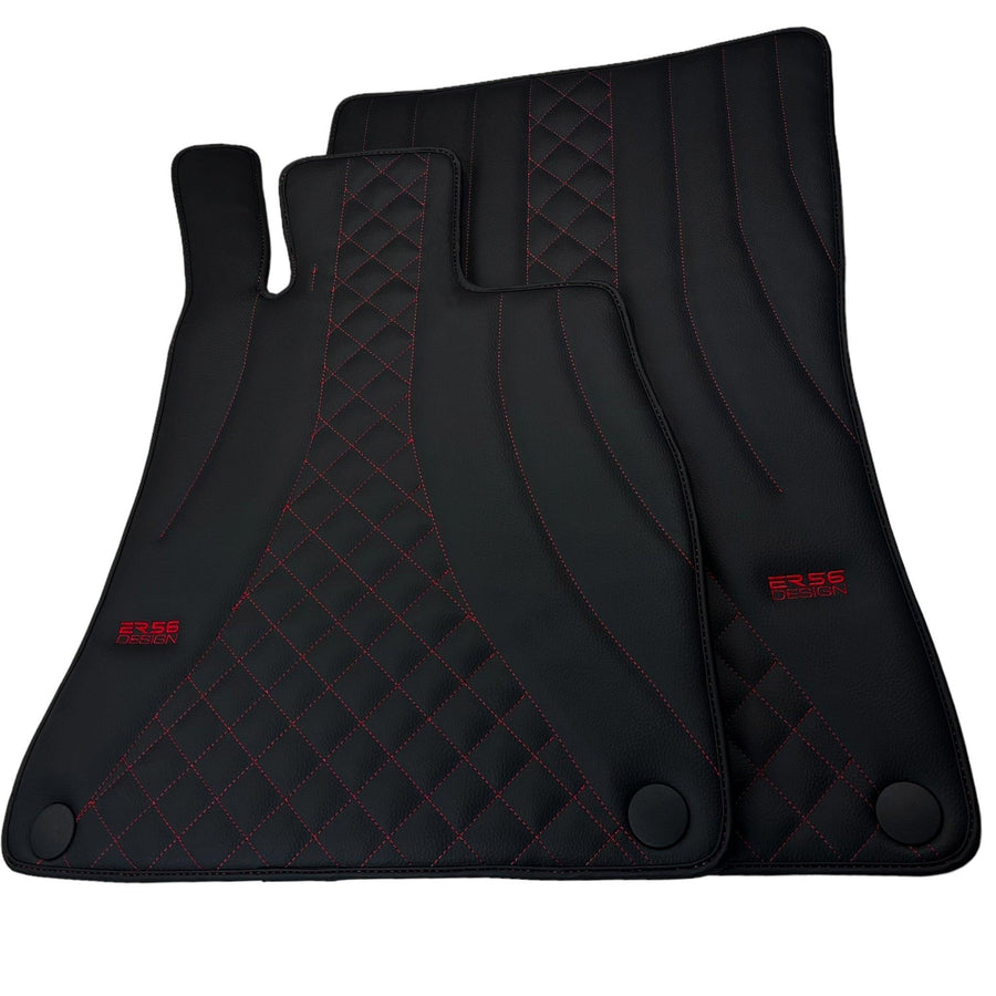 Black Leather Floor Mats For Mercedes Benz S-Class Z223 Maybach (2021-2023) | ER56 Design - AutoWin