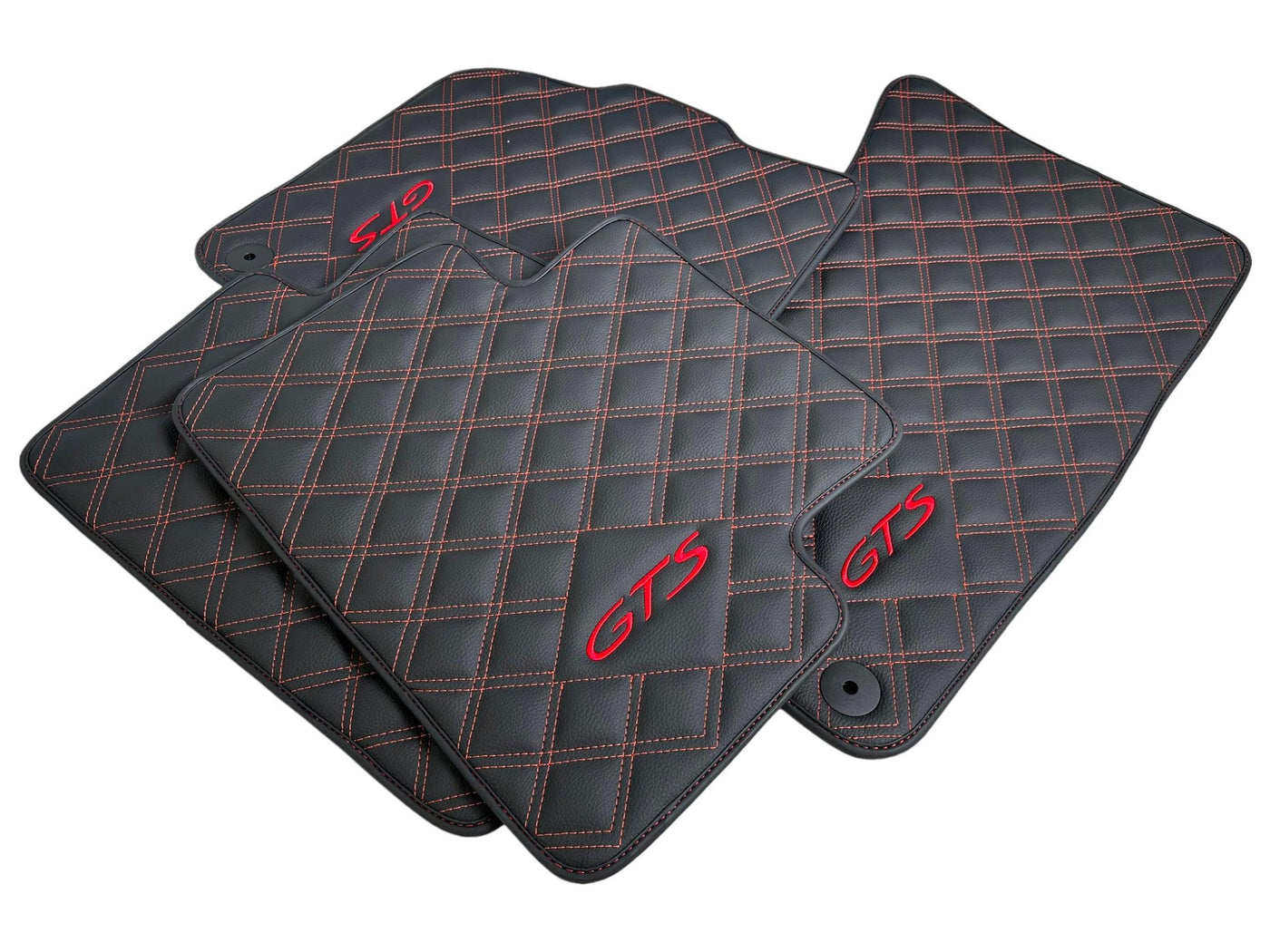 Black Leather Floor Mats for Porsche Macan GTS - AutoWin
