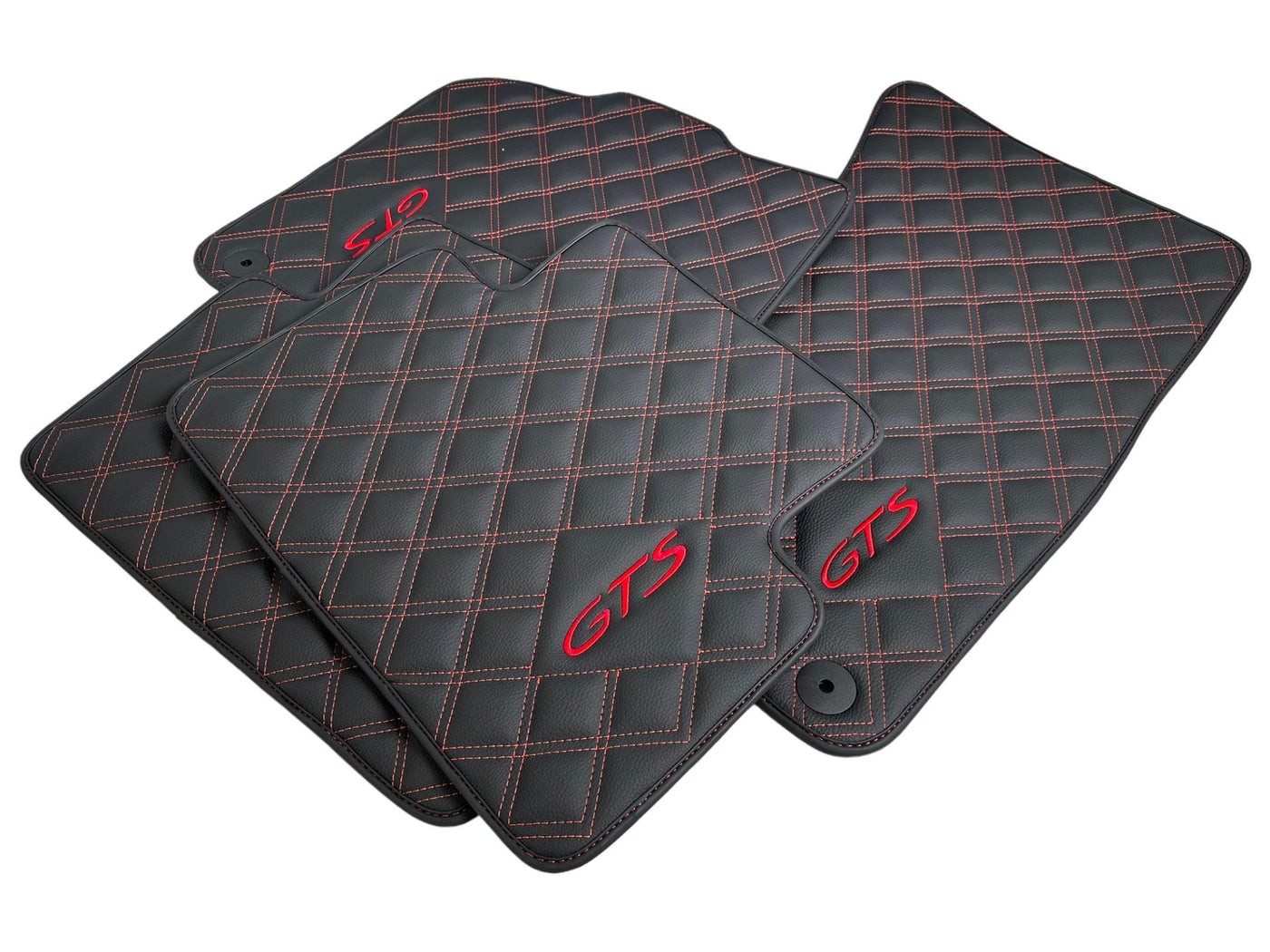 Black Leather Floor Mats for Porsche Macan GTS - AutoWin