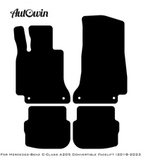 Black Luxury Floor Mats For Mercedes Benz C-Class A205 Convertible Facelift (2018-2023) | ER56 Design - AutoWin