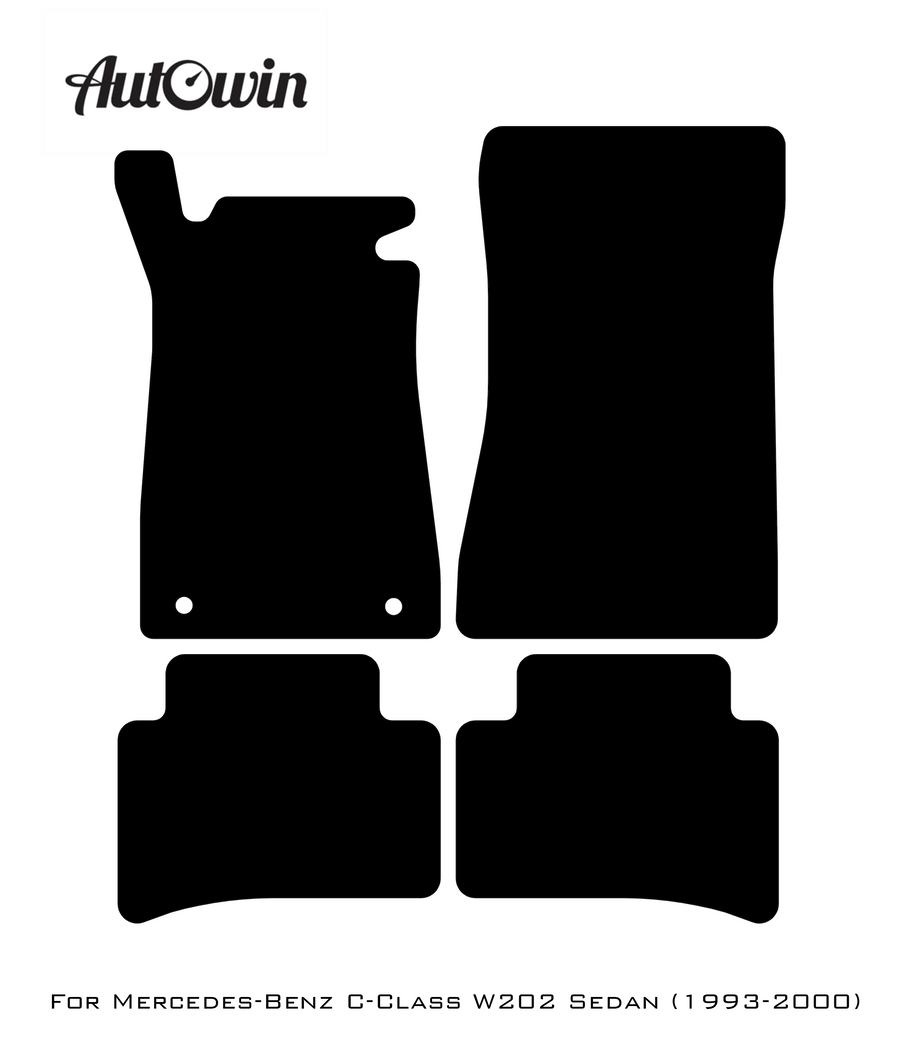 Black Luxury Floor Mats For Mercedes Benz C-Class W202 Sedan (1993-2000) | ER56 Design - AutoWin