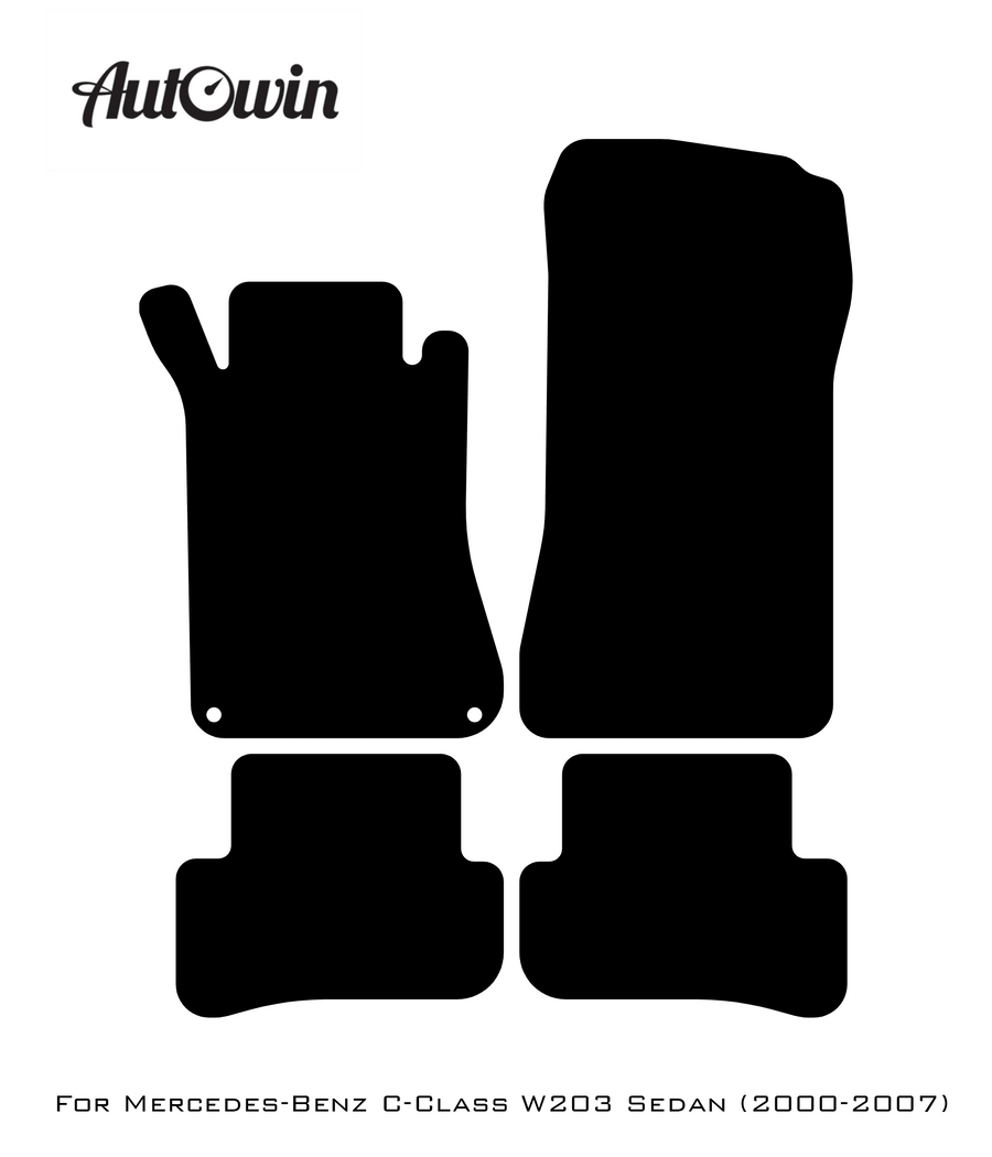 Black Luxury Floor Mats For Mercedes Benz C-Class W203 Sedan (2000-2007) | ER56 Design - AutoWin