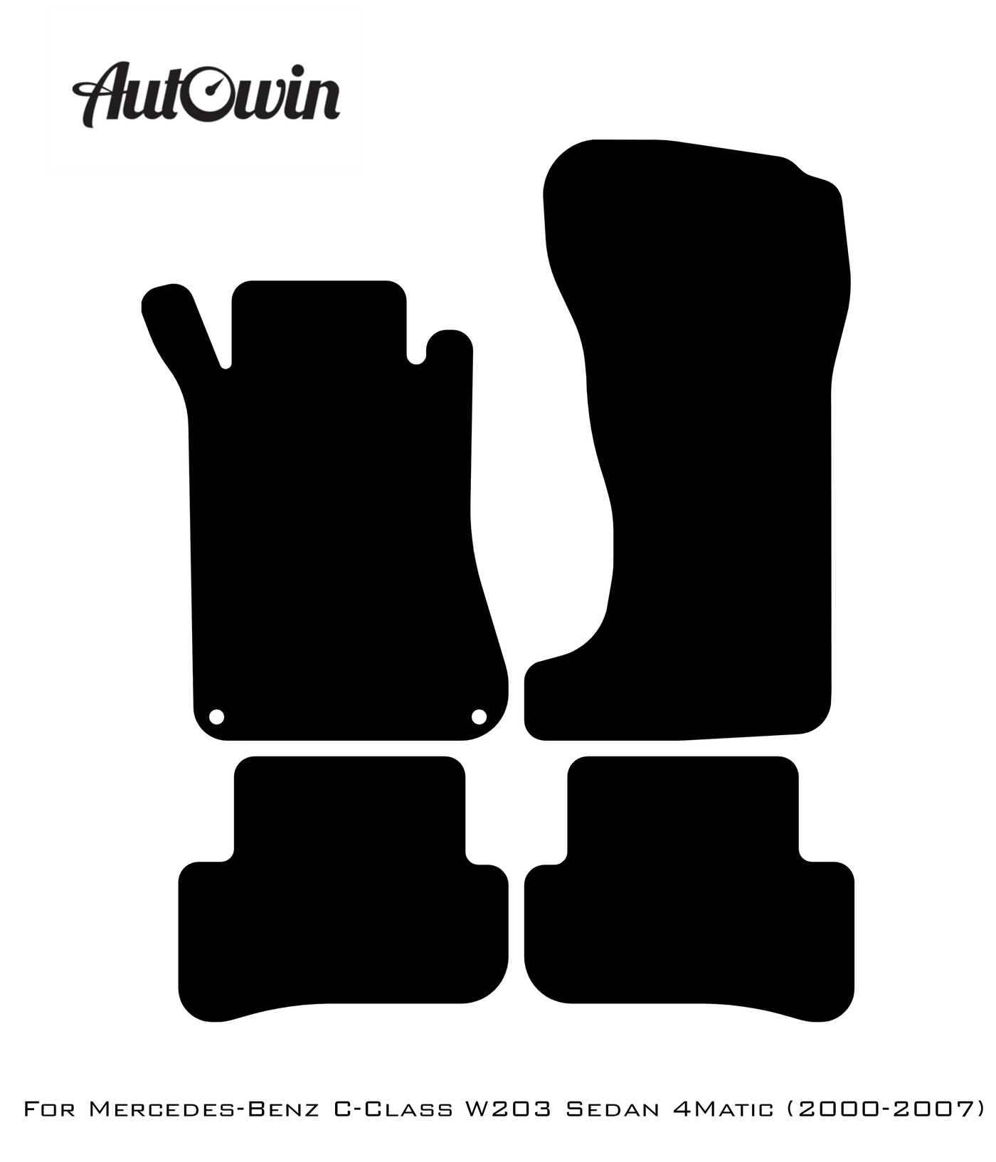 Black Luxury Floor Mats For Mercedes Benz C-Class W203 Sedan 4Matic (2000-2007) | ER56 Design - AutoWin